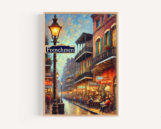 Frenchmen St Print New Orleans Art Wall Decor, Travel Poster Louisiana Gift, Frenchmen Street Housewarming Artwork