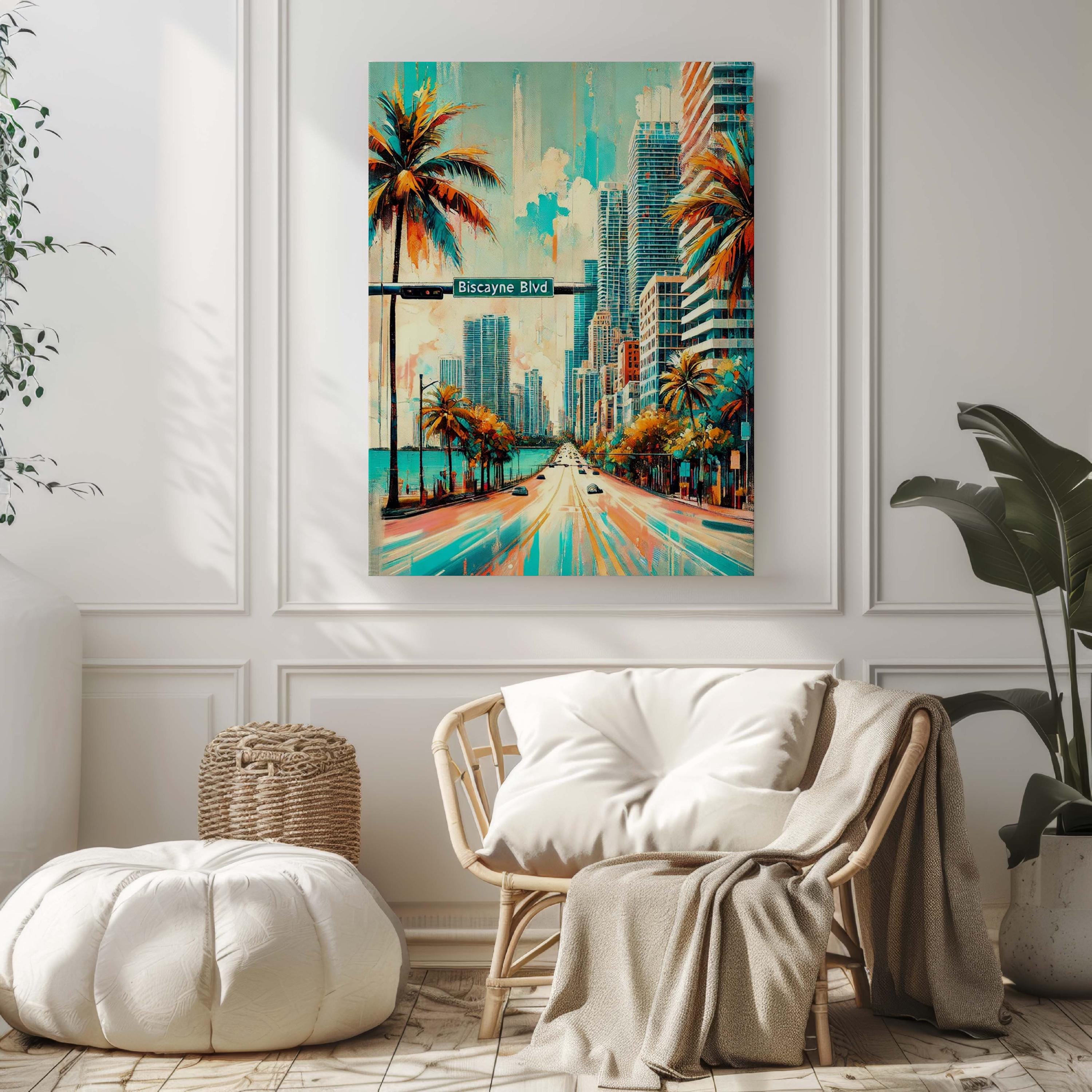 Biscayne Boulevard Wall Art Print – Miami, FL, USA
