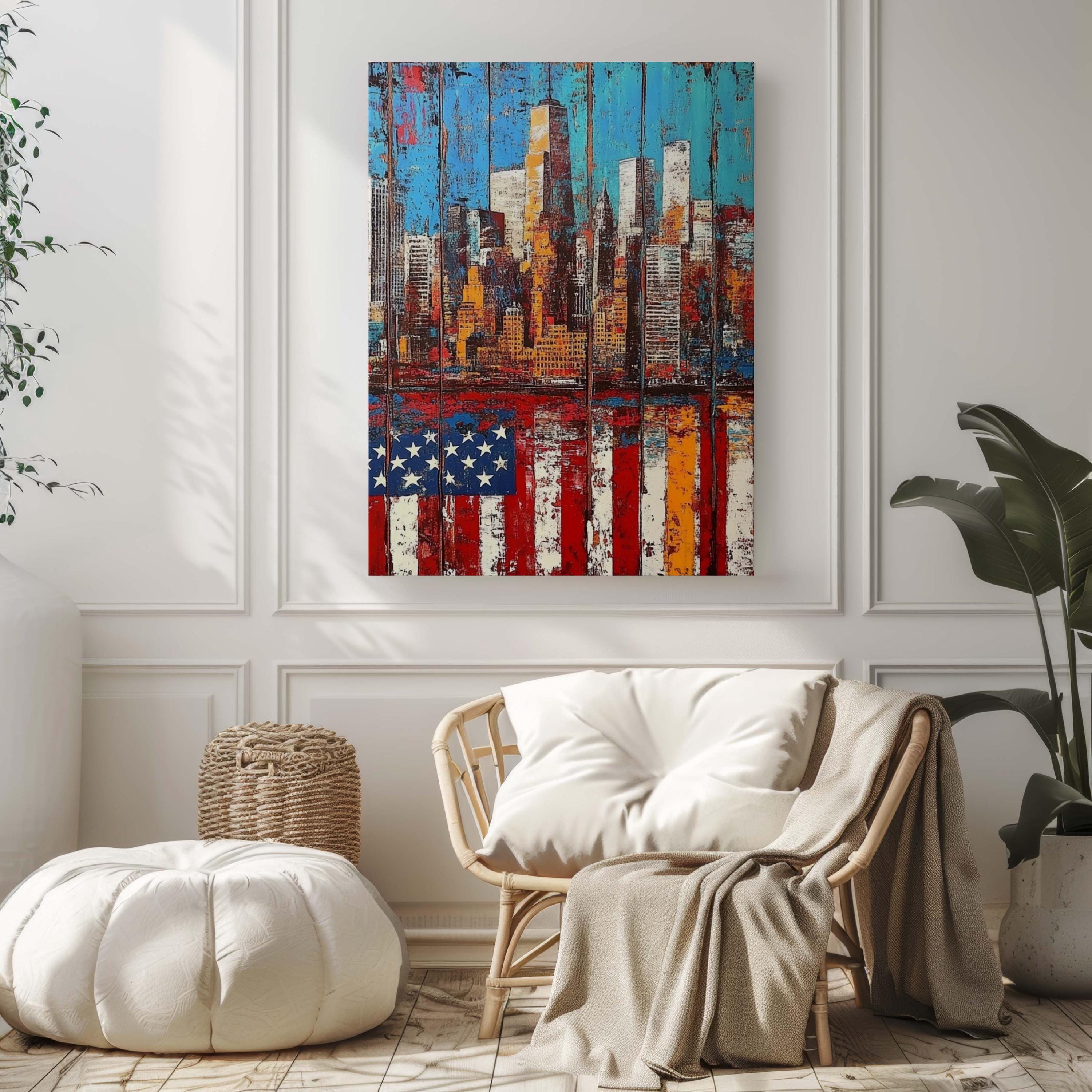 City Skyline Patriotic Wall Art - USA
