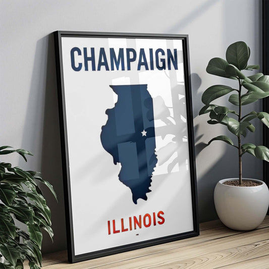Champaign Print Illinois Wall Art, Travel Home Decor, College & Housewarming Gift, IL Artwork Map Poster
