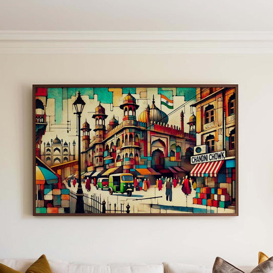 Chandni Chowk Wall Art Print – Vibrant Delhi Travel Poster, India Decor, Indian Gift & Housewarming Present