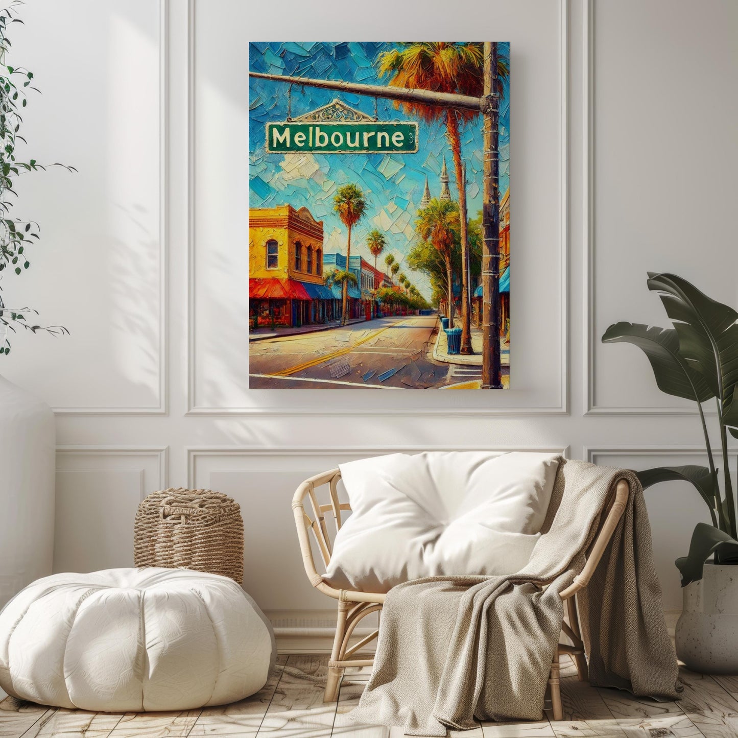 Florida Travel Print Wall Art, USA Decor, Housewarming Gift, American Art, Melbourne & Florida Poster, Unique Travel Home Decor