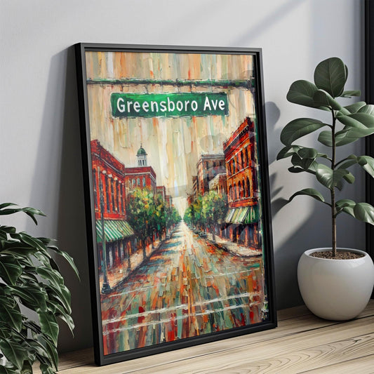 Greensboro Avenue Wall Art | Tuscaloosa City Print | American Travel Poster | Souvenir Gift | Home Decor | Framed or Unframed Art