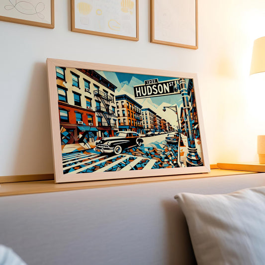 Hudson Street Wall Art Hoboken Cubism Print Jersey City Travel Poster Hudson County Gift Housewarming Decor
