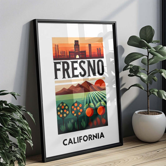 Fresno Print California Wall Art Travel Decor College Gift Housewarming Cali Artwork Home Decor California Gift