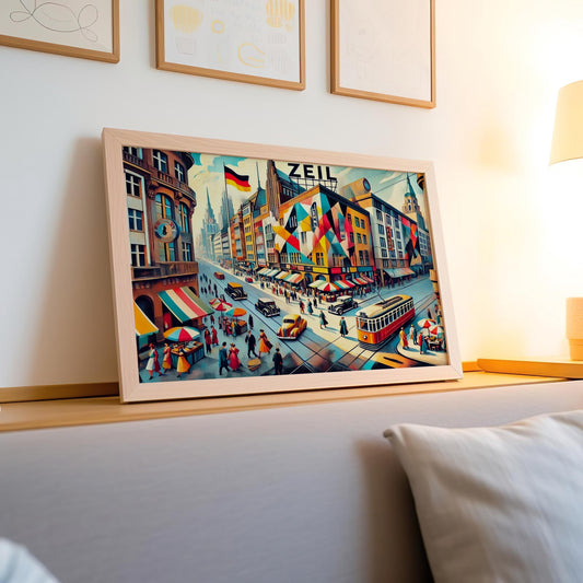 Zeil Print Frankfurt Wall Art, Germany Travel Poster & German Decor, Housewarming Gift, Zeil Travel Print Illustration