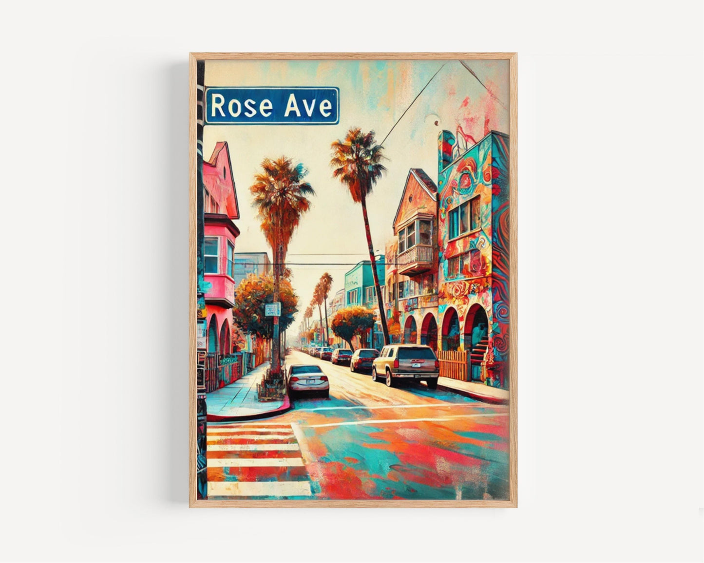Venice Wall Art Rose Ave Print - California Travel Poster, Venice Gift & Housewarming Decor