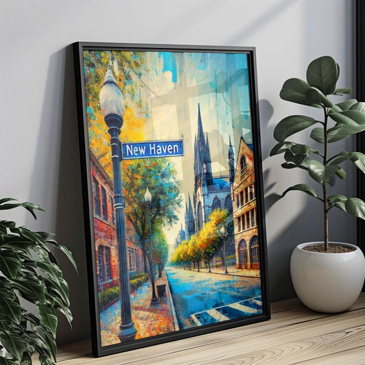 Connecticut New Haven Wall Art Print - Travel Poster, Connecticut Gift & Housewarming Decor, USA American