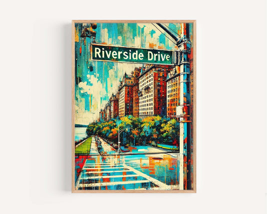 Riverside Drive Wall Art NYC Print, Manhattan Travel Poster, New York City Gift, Modern Urban Home Decor, House