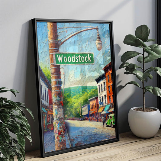 New York Woodstock Wall Art Print - Vintage Travel Poster, American USA Art, New York Gift & Housewarming Decor