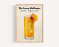 Harvey Wallbanger Cocktail Poster Retro