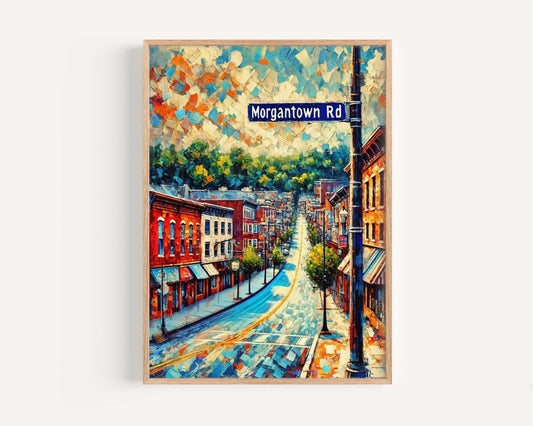Reading Art Morgantown Road Wall Print, Pennsylvania Travel Poster, Housewarming Gift, Unique Reading PA Map Illustration, Travel Decor