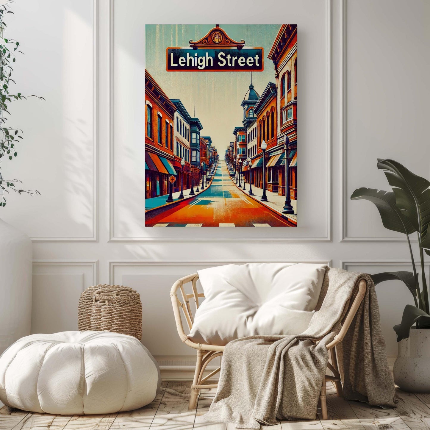 Lehigh St Print Bethlehem Art Travel Poster Pennsylvania Wall Art Housewarming Gift Unique Lehigh Street Decor