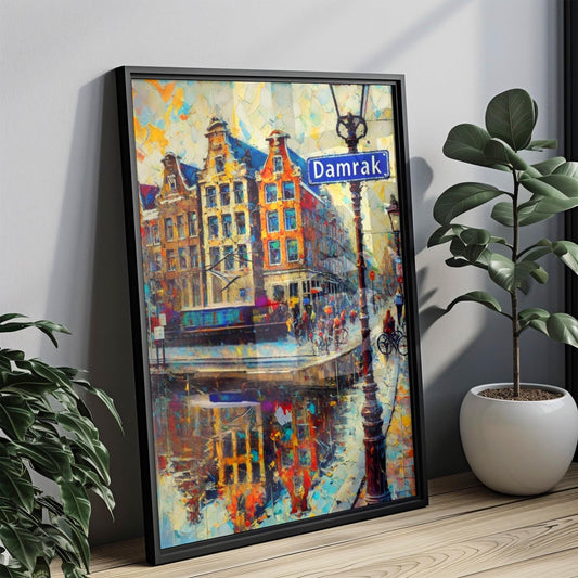 Damrak Wall Art, Amsterdam Print, Netherlands Cityscape, Canal Street Decor, Travel Souvenir, Gift for Travelers, Personalized Poster