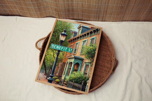 Benefit St Wall Art Providence Print - Travel Poster, Rhode Island Gift, Housewarming Decor, Providence Travel Print, City Map Art