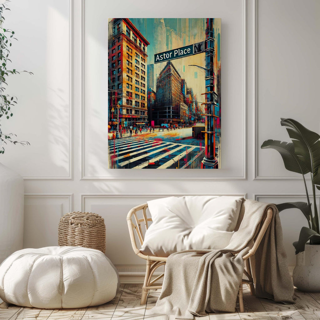 Astor Place Print – Manhattan Wall Art, NYC Travel Poster, New York City Gift, Housewarming Decor, Unique Manhattan Art Illustration