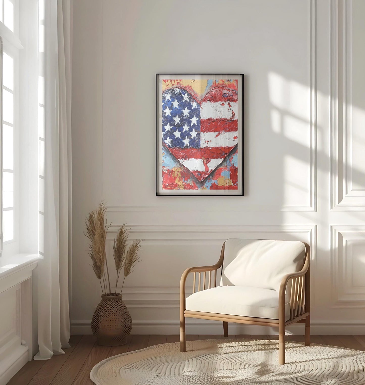 Valentine Patriotic Wall Art | Abstract USA Poster | American Independence Home Decor | United States Artwork