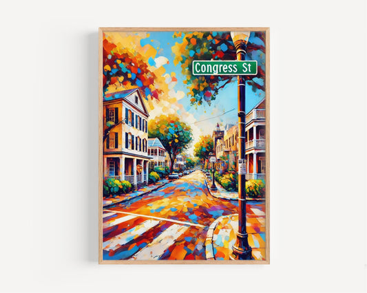 Wall Art Congress St Print Charleston Gift Travel Poster South Carolina Home Decor Housewarming