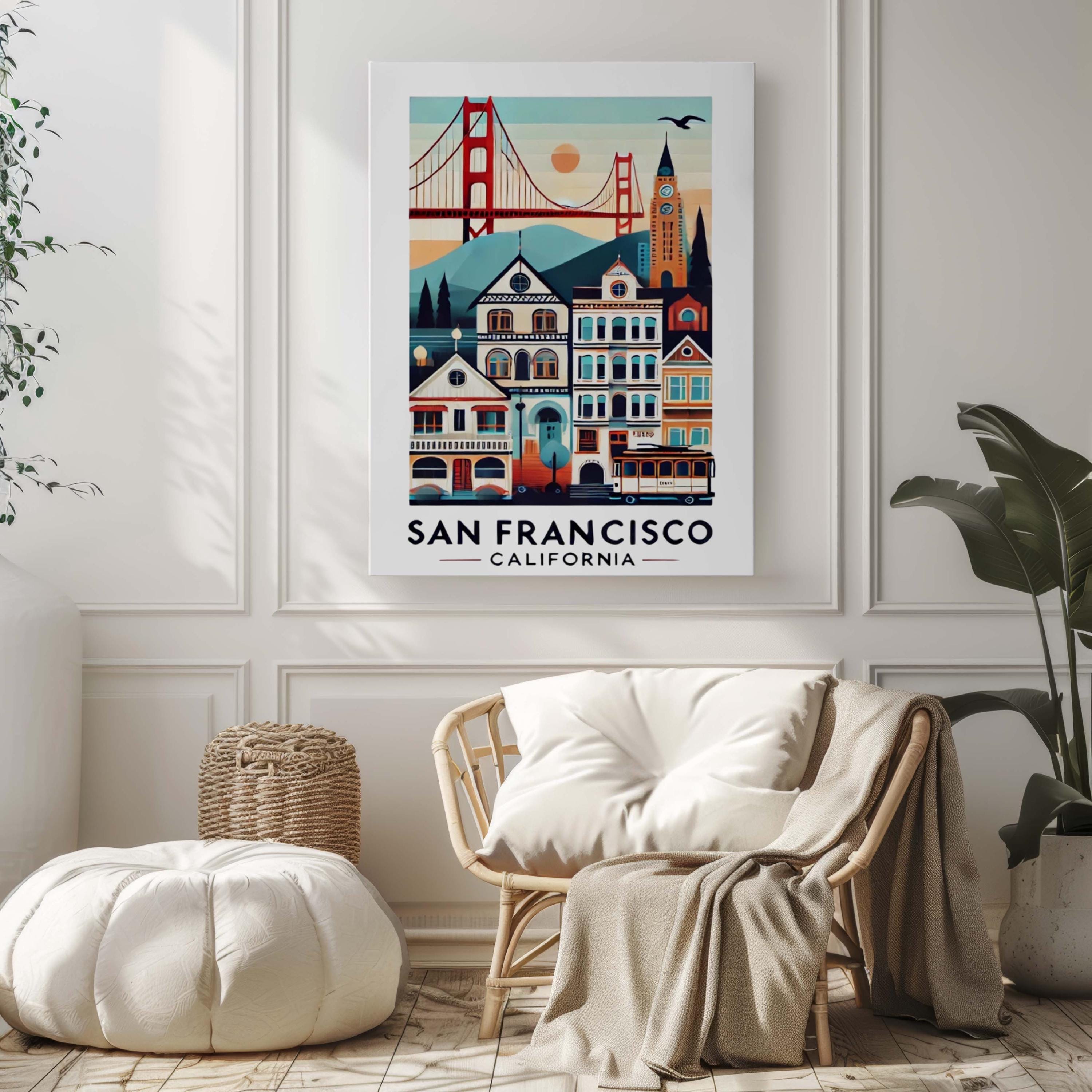 San Francisco Print Wall Art - California Travel Decor, Housewarming & College Gift, Modern Cityscape Home Decoration