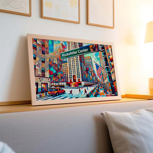 Rockefeller Center Wall Art Print - Manhattan NYC Travel Poster, New York Gift, Housewarming Decor, Iconic Cityscape Artwork