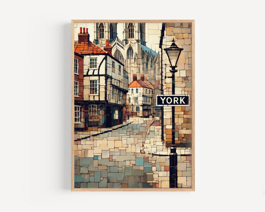 York Wall Art Print, UK Travel Poster & United Kingdom Decor, Housewarming Gift, York City Map Illustration Artwork