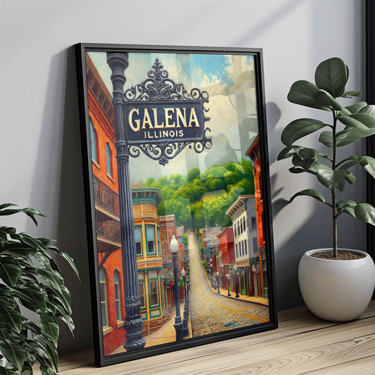 Illinois Galena Wall Art Print - Travel Poster, Housewarming Gift, American USA Artwork, Illinois Travel Decor, Unique State Map Gift