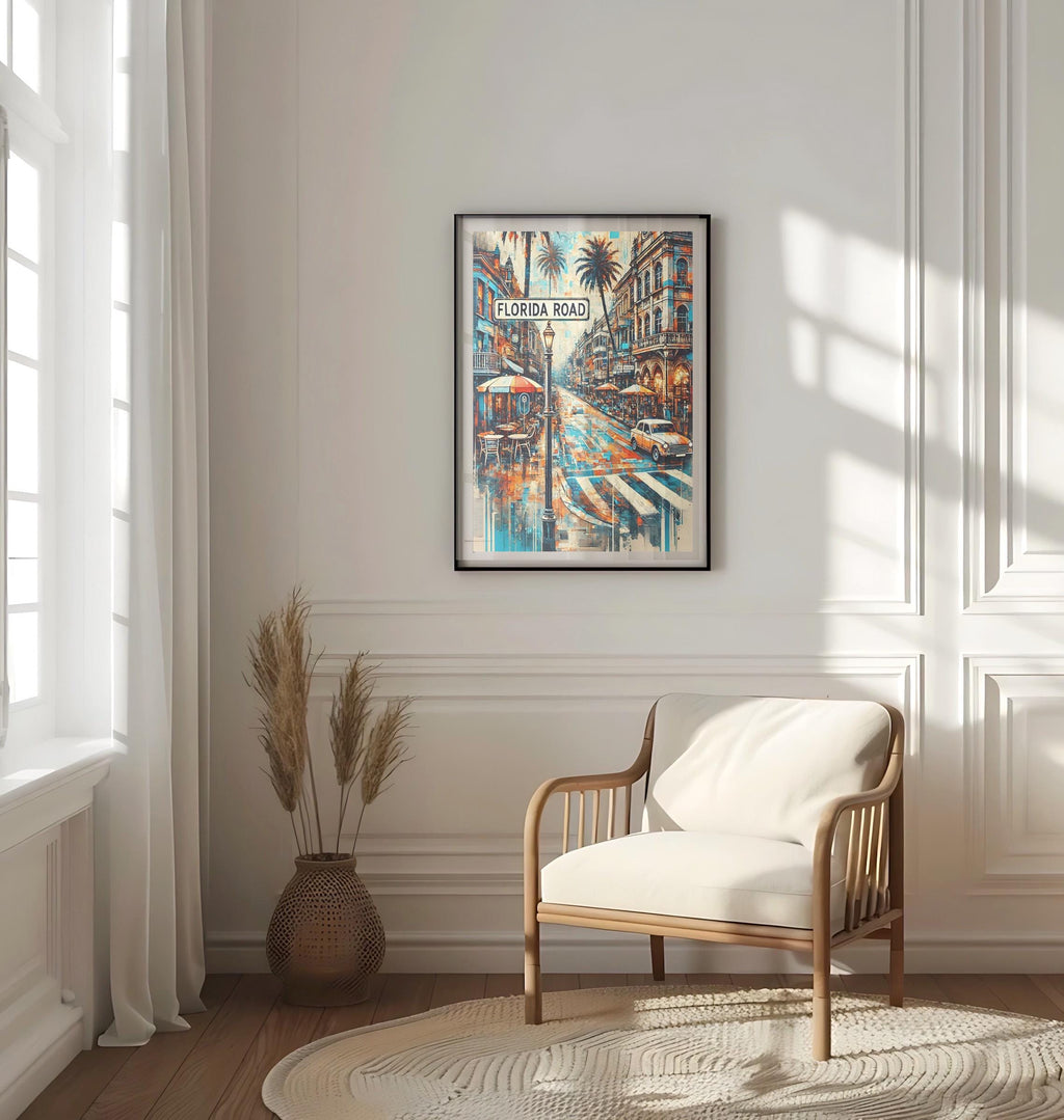 Florida Road Print Map - Durban, South Africa