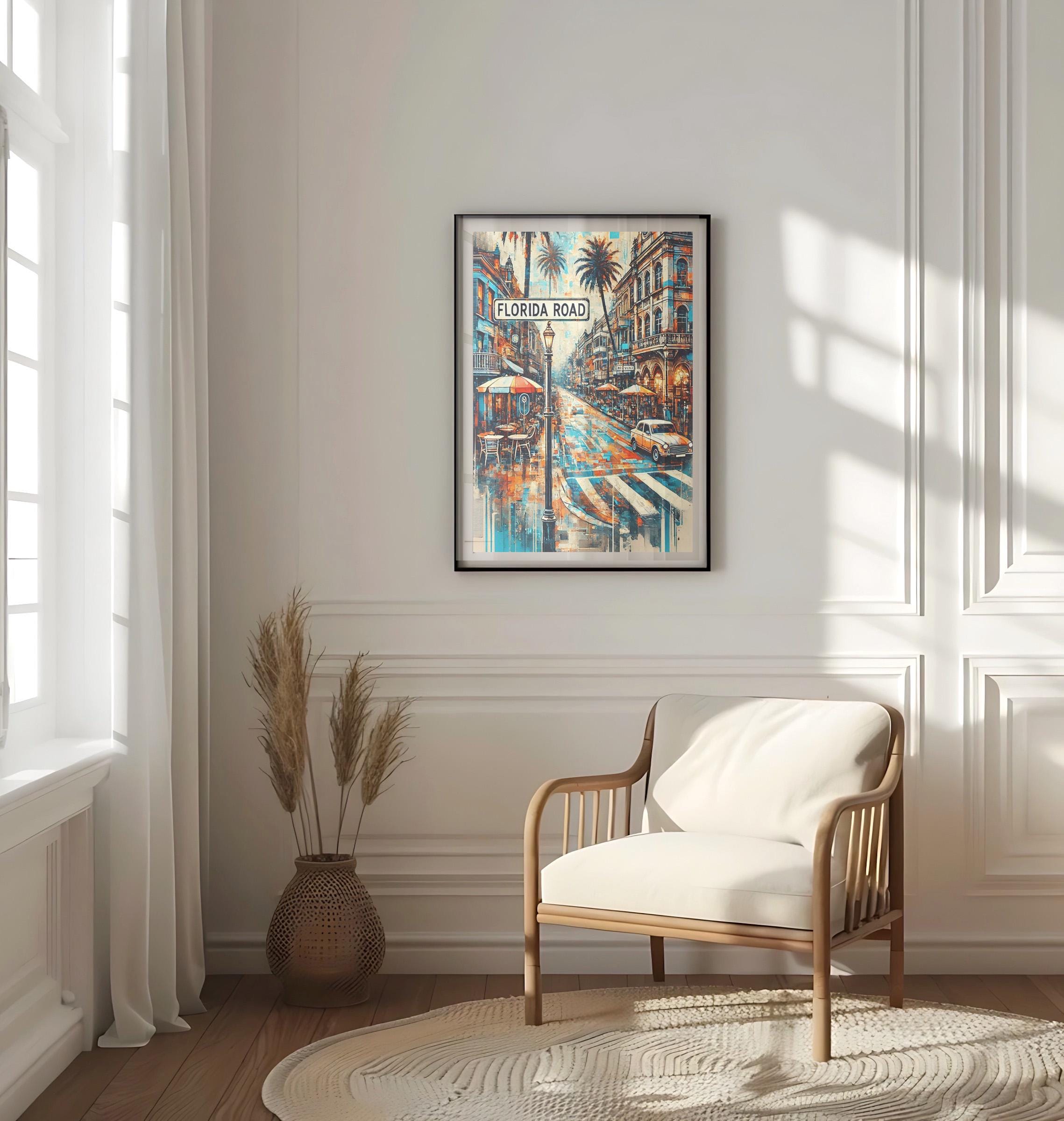 Florida Road Print Map - Durban, South Africa