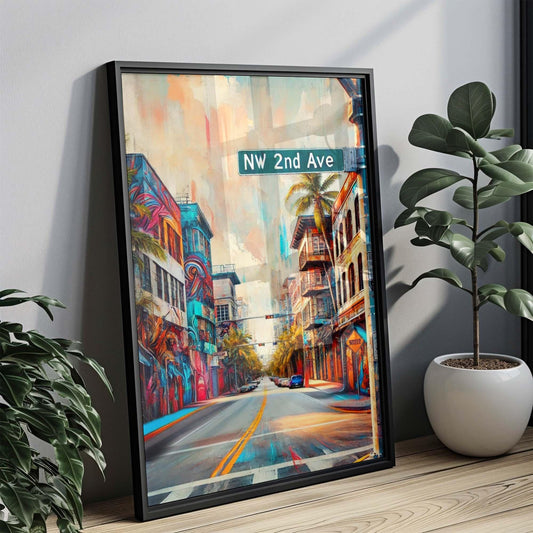 NW 2nd Ave Print Miami Wall Art, Florida Travel Poster, Modern Cityscape Decor, Housewarming Gift, FL Art, Coastal Home Decor