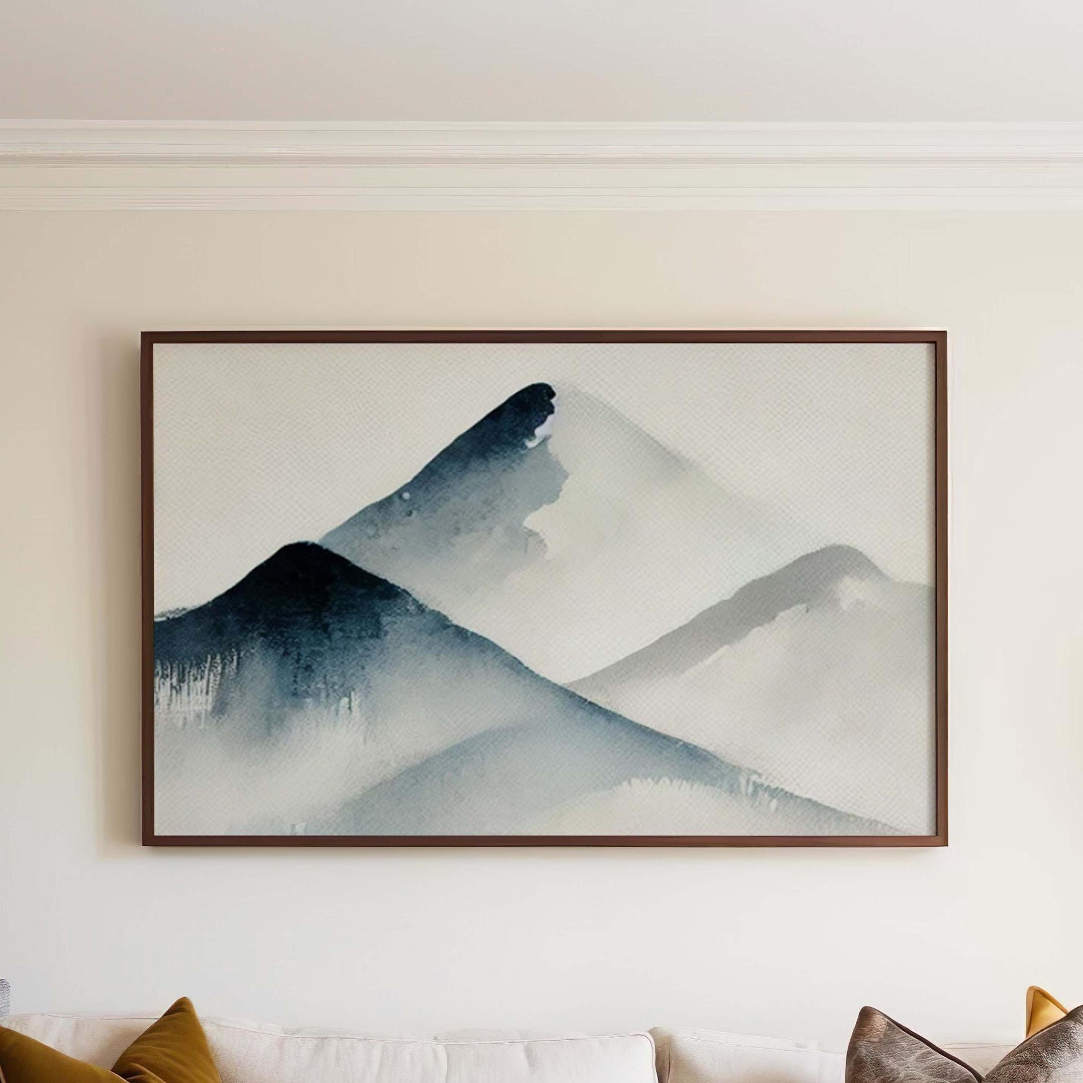 Snowy Mountain Print Winter Landscape