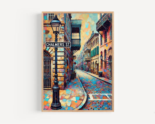 Charleston Wall Art Chalmers Street Print Travel Poster South Carolina Gift Charleston Home Decor Travel Art