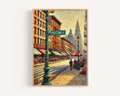 Fulton Street Oil Painting Art Print: Lower Manhattan NYC Travel Poster
