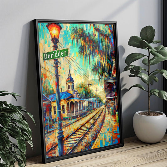 Louisiana DeRidder Wall Art Print - Travel Poster, Housewarming Gift, American Souvenir & Louisiana Decor