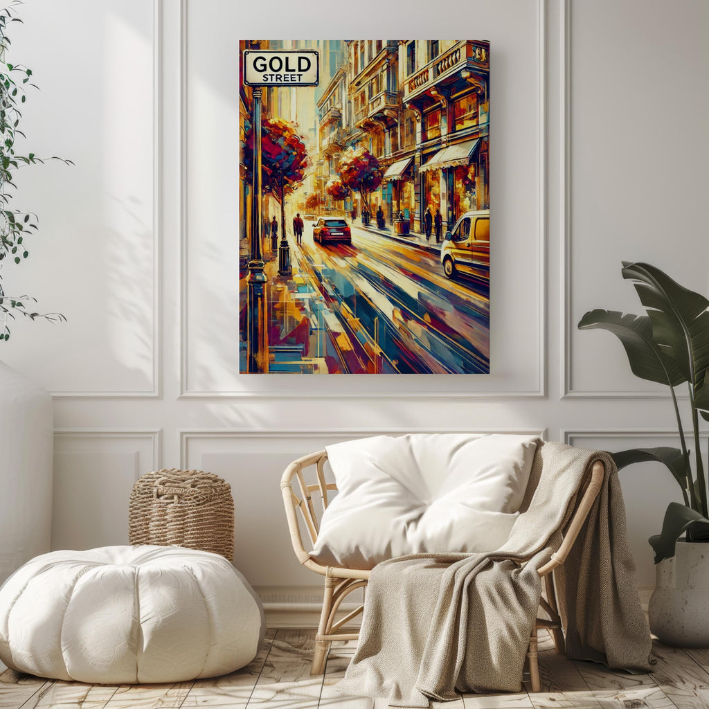 Gold Street Print - Santorini, Greece