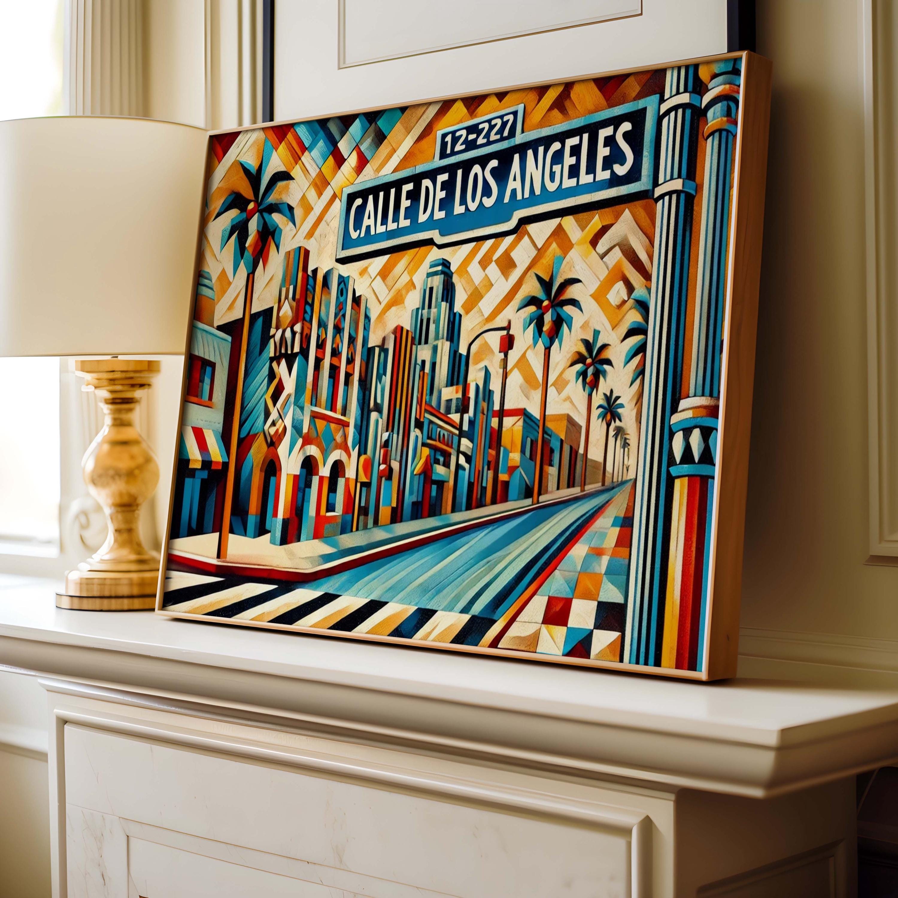 Calle de Los Angeles Wall Art Cubism Print, LA Travel Poster, CA Home Decor, Modern Abstract Gift, Housewarming & Birthday Present