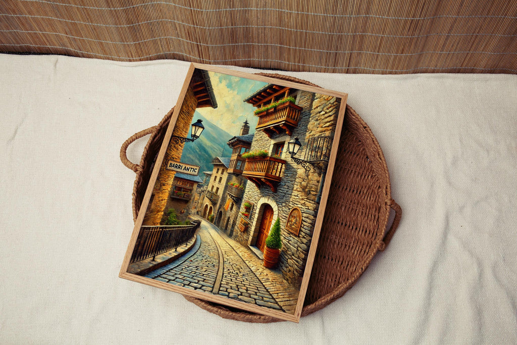 Barri Antic Oil Painting Art Print: Barcelona Old Town Travel Poster
