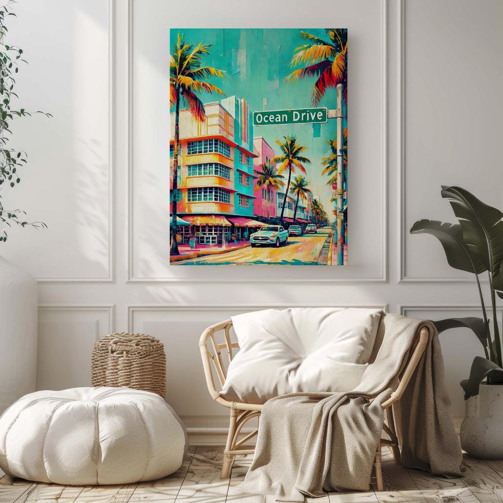 Ocean Drive Print Coastal - Miami Beach, Florida, USA