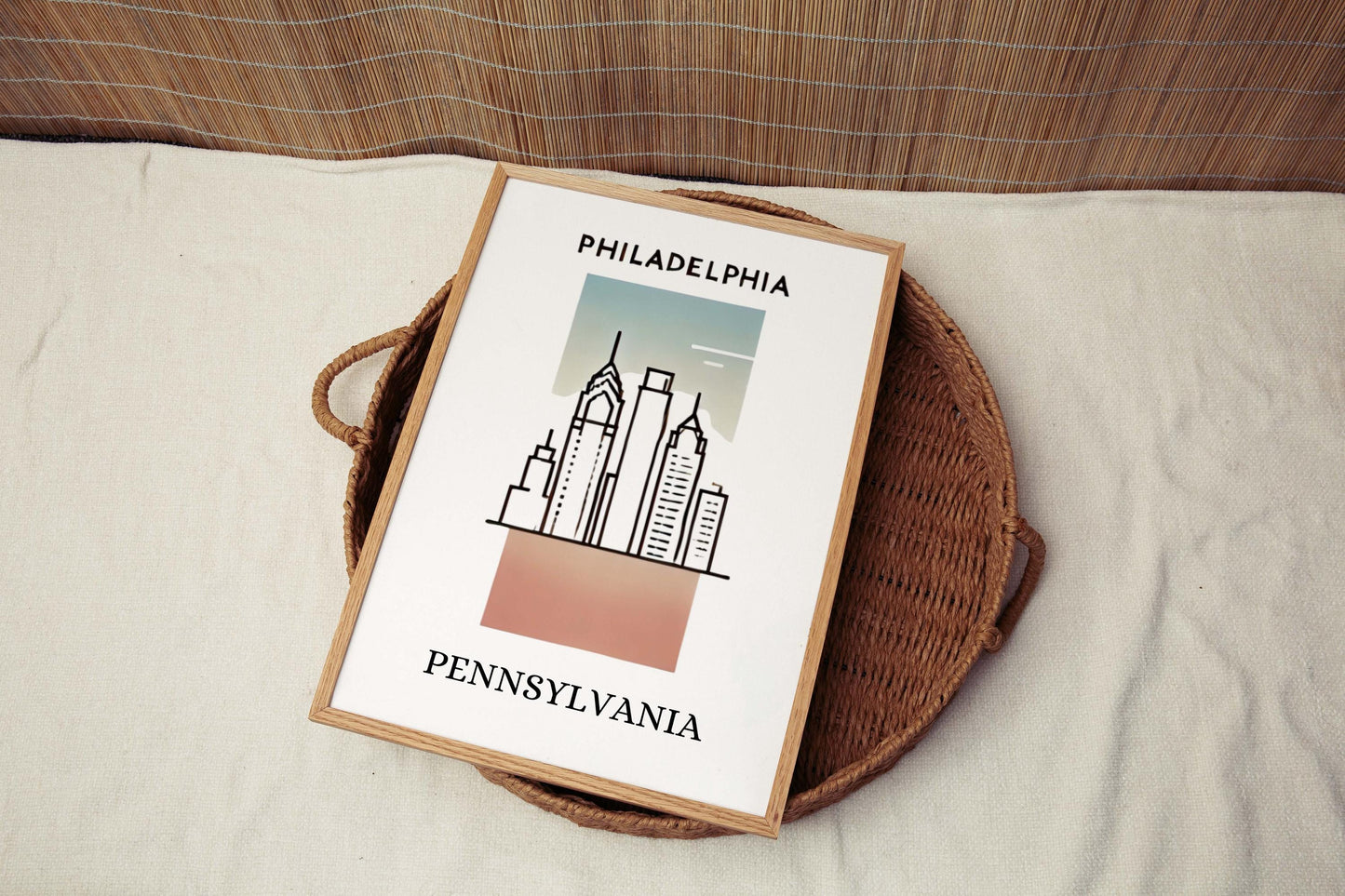 Philadelphia Print Wall Art - Pennsylvania Travel Decor, College Gift, Housewarming, Unique Home Accent, Philly Cityscape Illustration