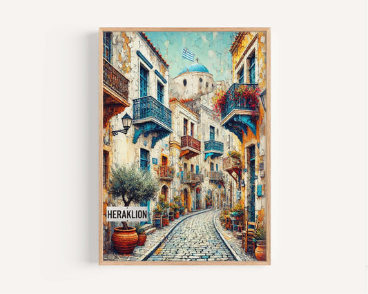Heraklion Art: Greek Wall Art Print, Travel Poster, Housewarming Gift, Heraklion Artwork, Greece & European Decor