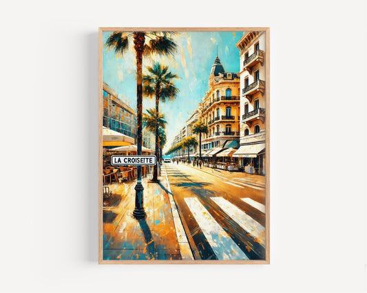 Cannes La Croisette Wall Art Print, French Travel Poster, France Gift, Housewarming Decor, Coastal Home Artwork