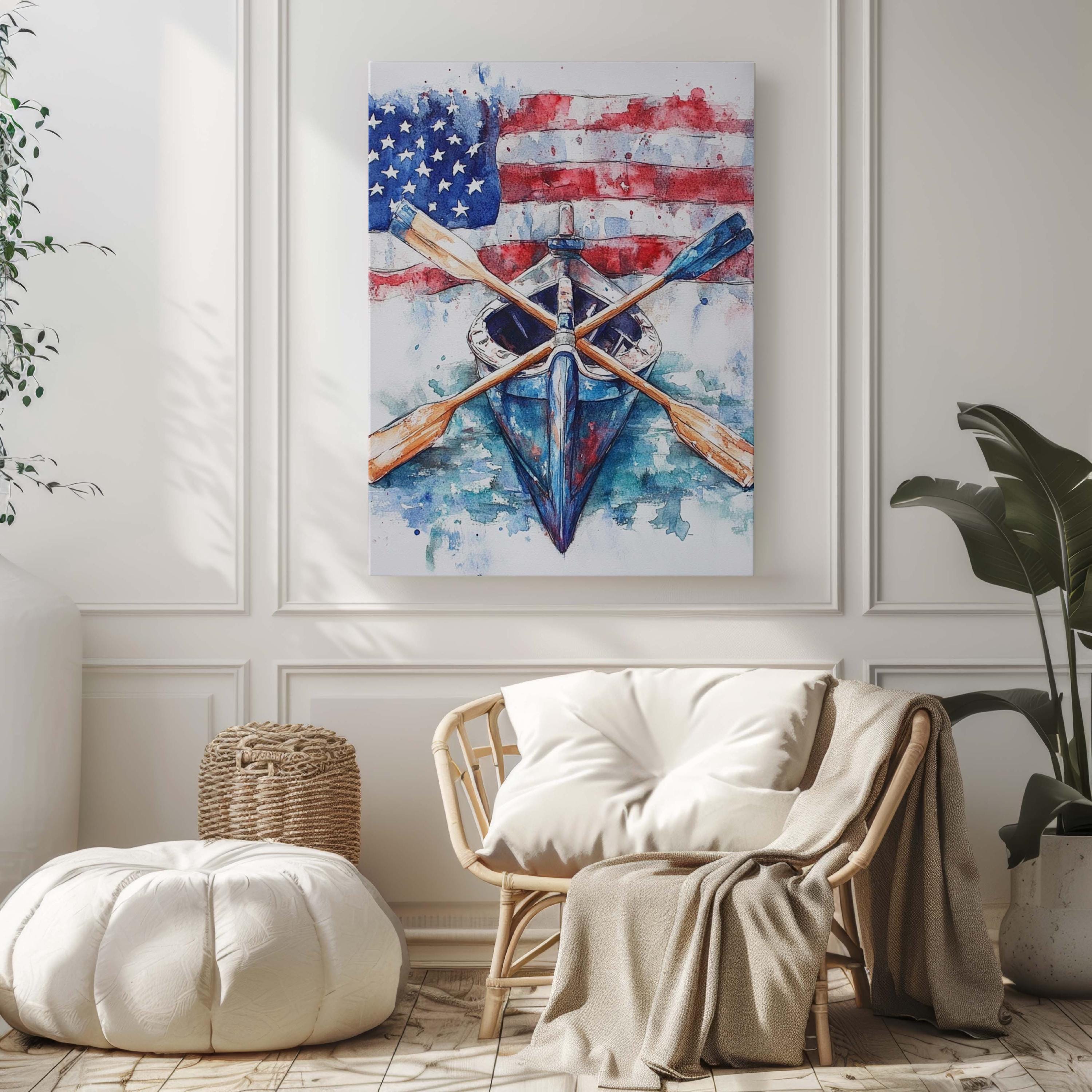 Boat Illustration Wall Art Patriotic - USA