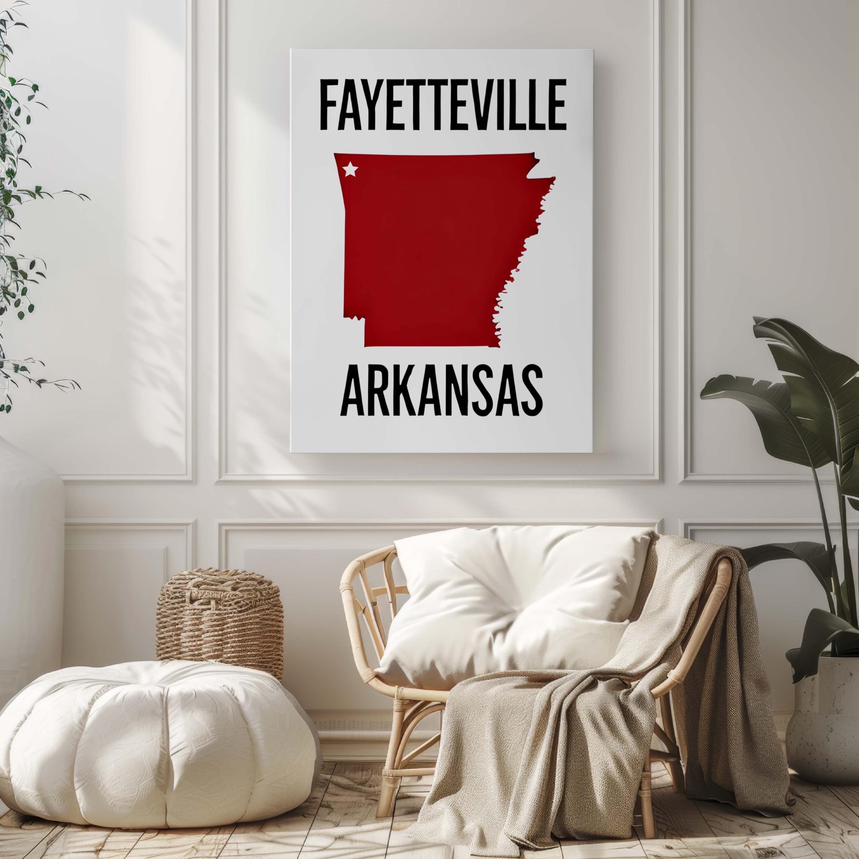 Fayetteville Print Arkansas Wall Art Travel Home Decor College Gift Housewarming Unique Map Illustration