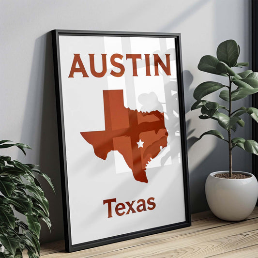 Austin Print Texas Wall Art, Travel Home Decor, Austin TX Gift, Housewarming & College Dorm Room Decoration