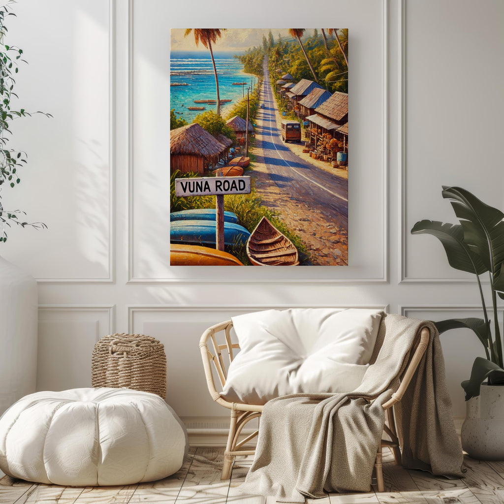Vuna Road Wall Art, Nukuʻalofa Print, Tonga Travel Poster, Beach Coastline Decor, Tropical Island Gift, Coastal Scene, Fine Art Paper