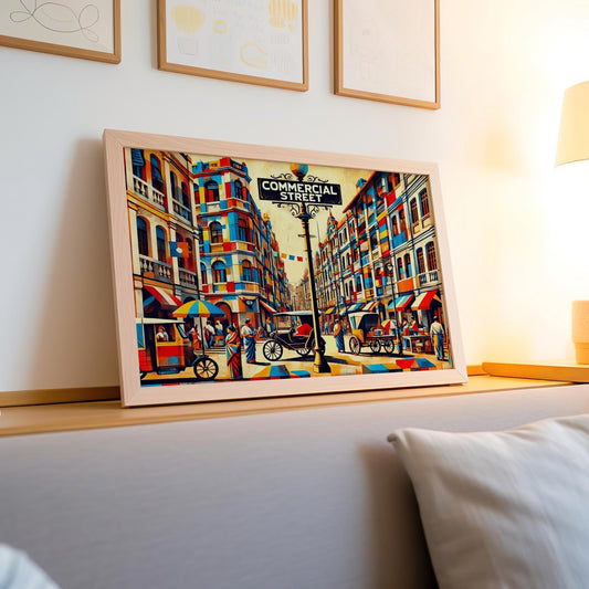 Commercial Street Wall Art Bengaluru Print, Karnataka Travel Poster, Housewarming Gift, Indian Cityscape Decor, Commercial St Artwork