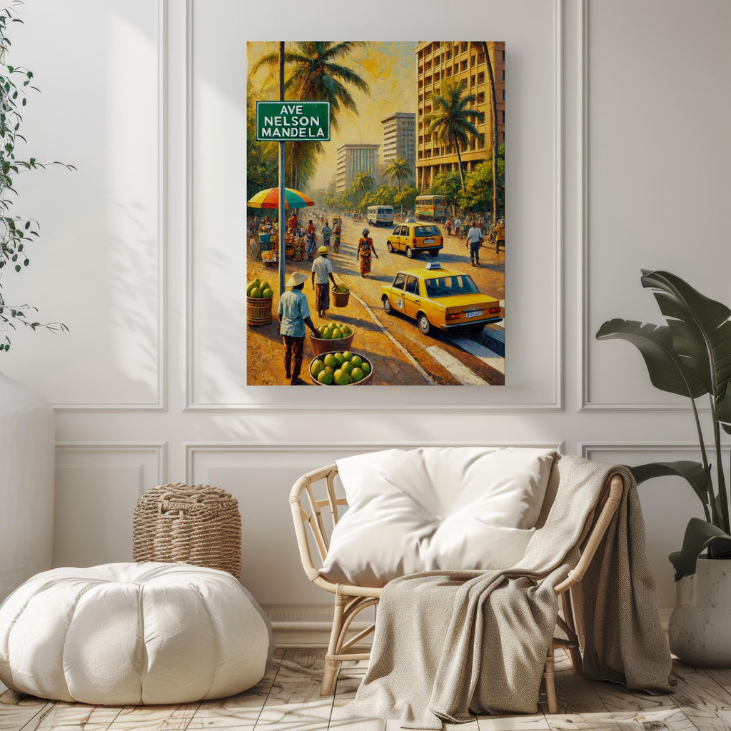 Ave Nelson Mandela Street Scene Print - Libreville, Gabon