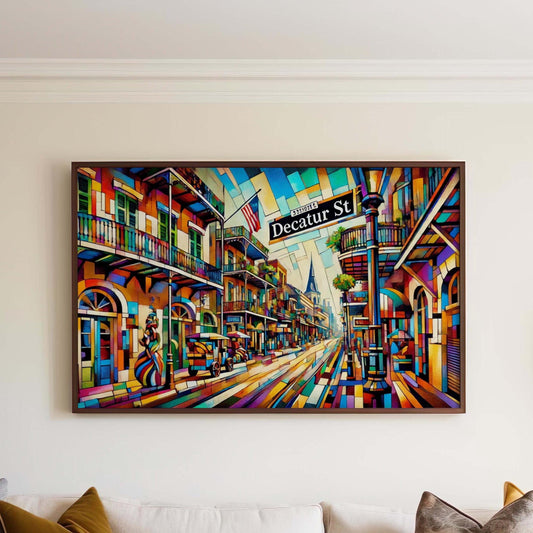 Decatur St Print New Orleans Wall Art, Louisiana Travel Poster, Housewarming Gift & Souvenir, Unique Decatur Street Home Decor