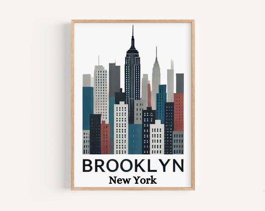 New York Art Brooklyn Wall Art Print - NYC Travel Home Decor, College Room & Housewarming Gift
