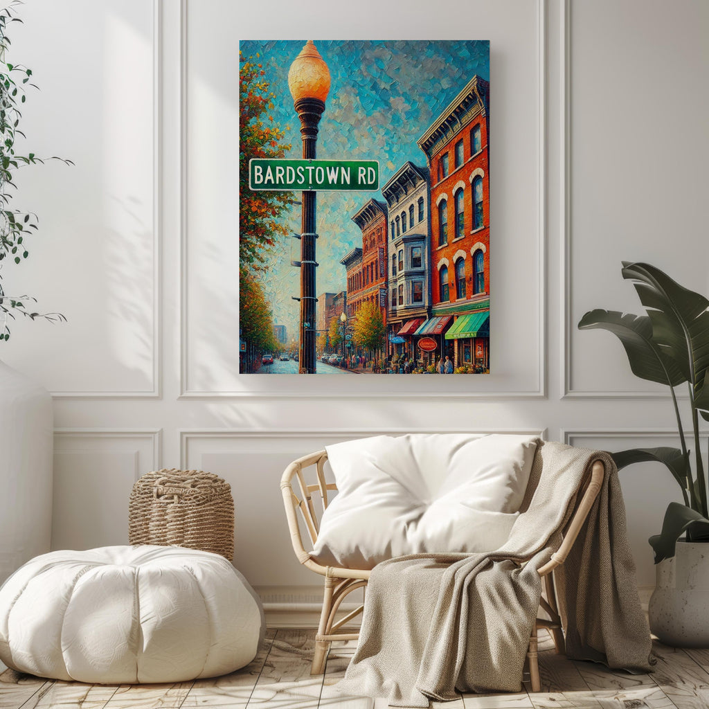 Bardstown Street Sign Print: Kentucky Small Town Travel Poster