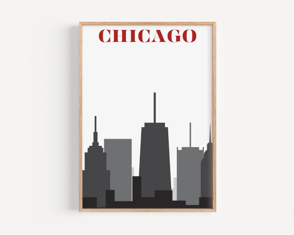 Chicago Skyline Print - Chicago, Illinois, USA